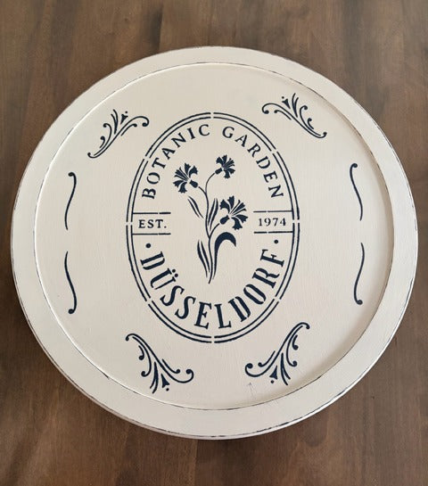 Stenciled round wood riser