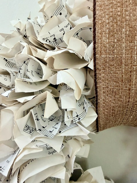 Sheet music crumpled paper with a textured brown surface