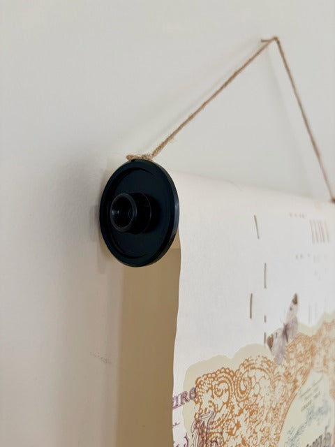 Detail of rolling hardware from piano roll