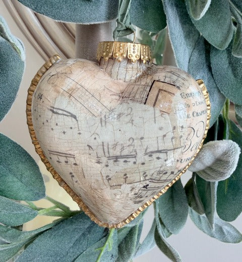 Heart-shaped ornament with musical notes 