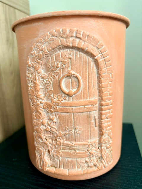 Clay door on vase