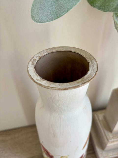 Decorative vase with floral and dragonfly design 